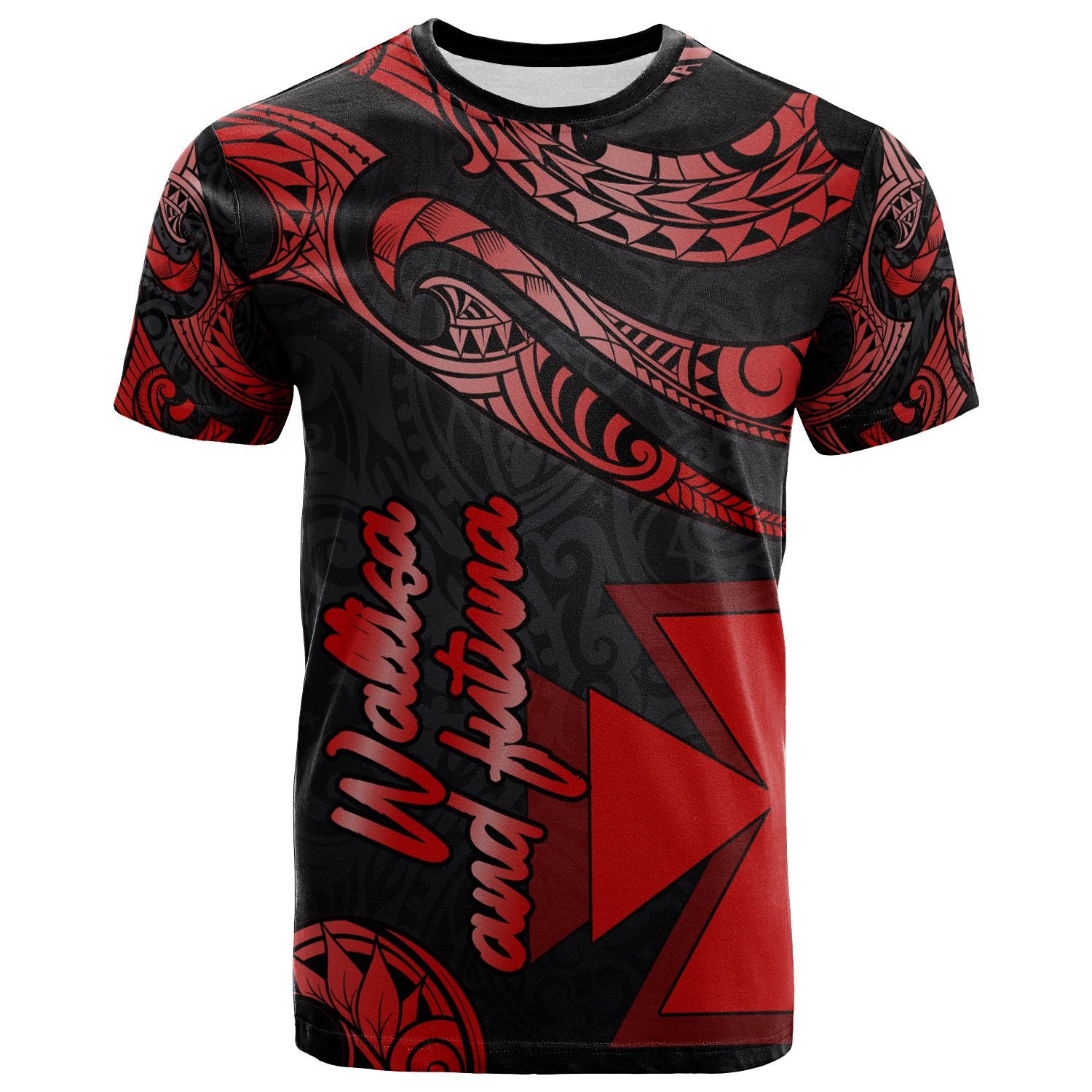 Wallis and Futuna Polynesian T Shirt Polynesian Tattoo Red Version Unisex Red - Polynesian Pride