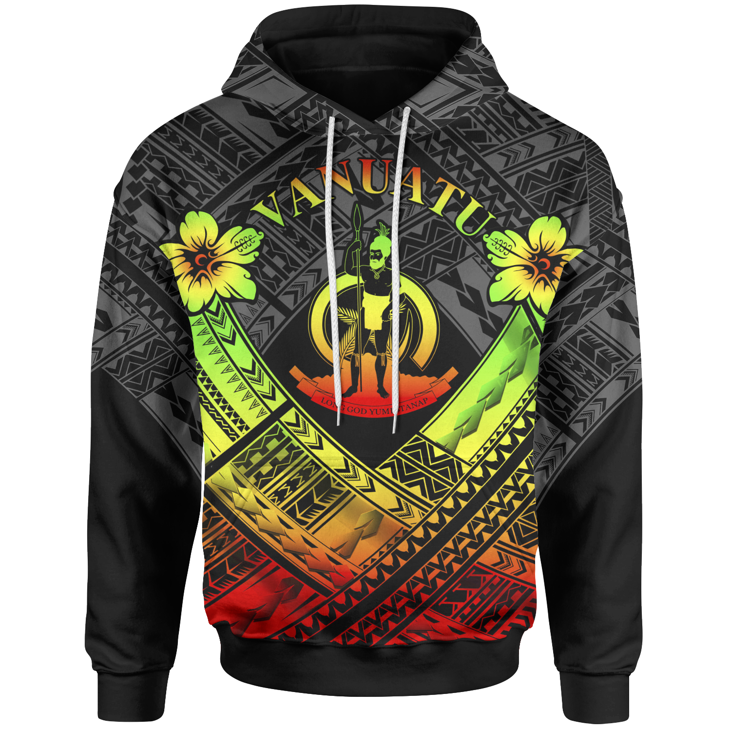 Vanuatu Polynesian Hoodie Vanuatu Reggae Seal Camisole Hibiscus Style Unisex Reggae - Polynesian Pride