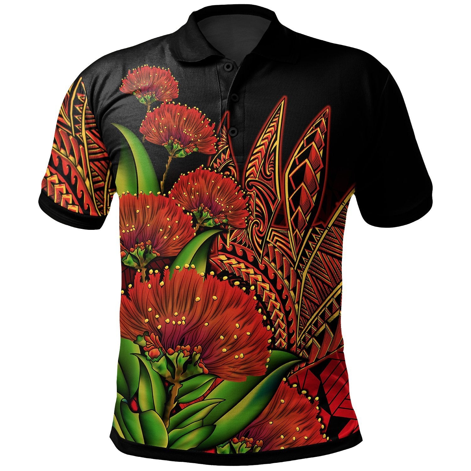 Polynesian Hawaii Polo Shirt Ohia Lehua Unisex Red - Polynesian Pride