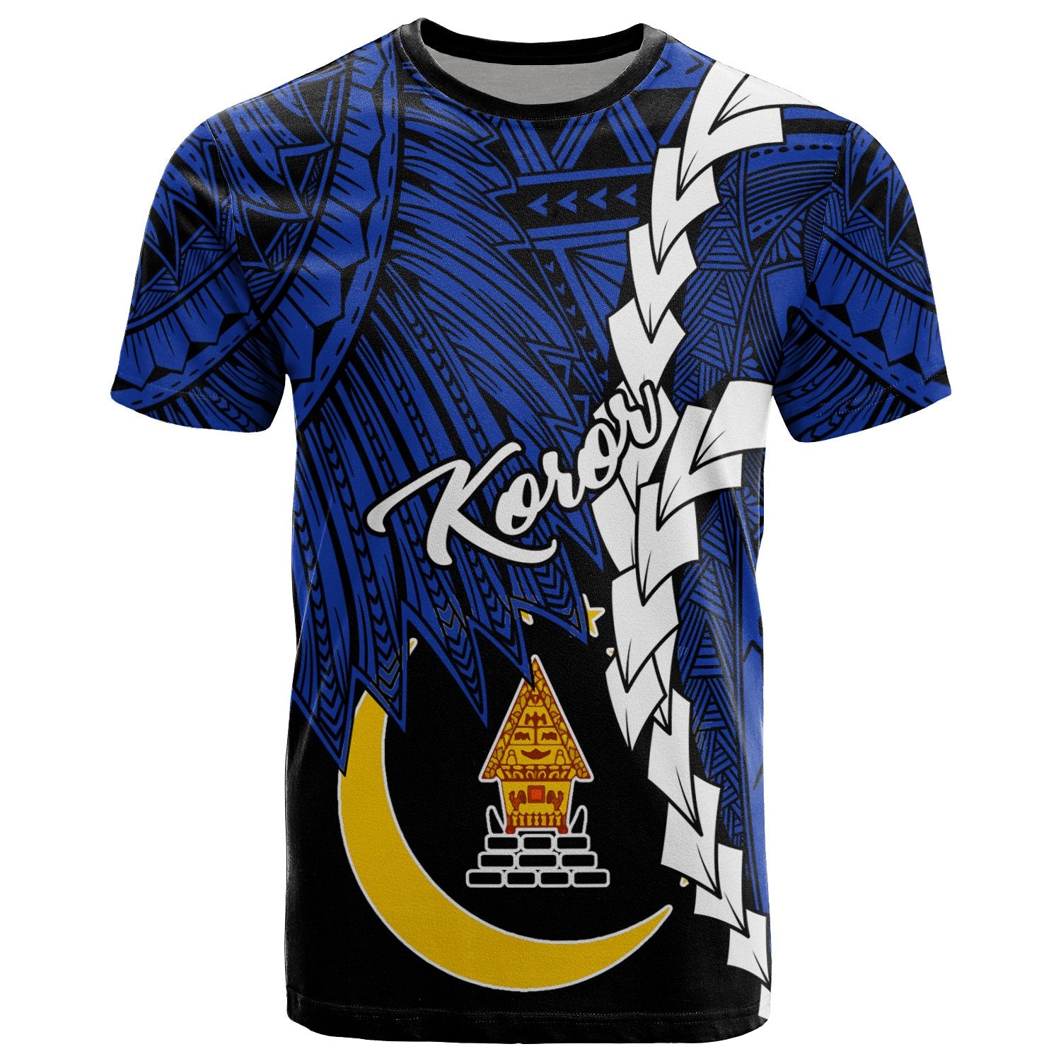 Palau Koror Polynesian T Shirt Tribal Wave Tattoo Unisex Blue - Polynesian Pride