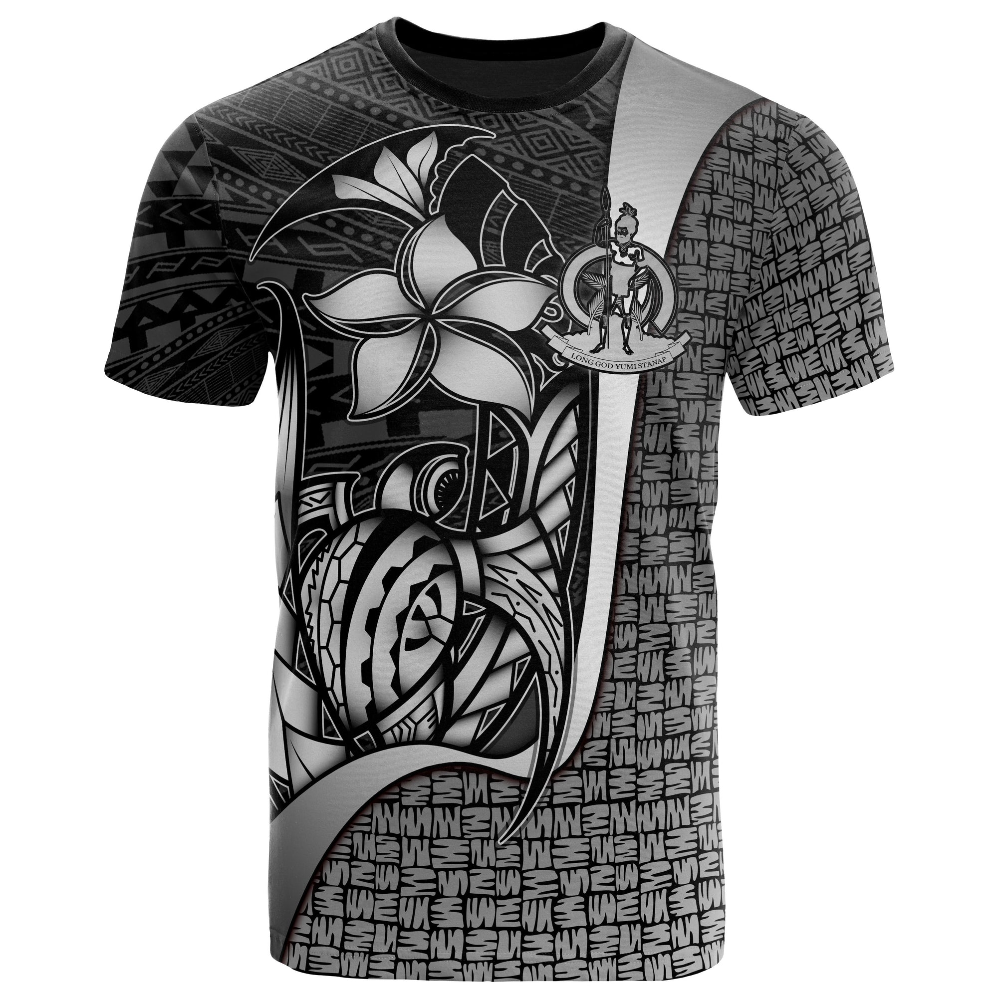 Vanuatu T Shirt Coat of Arm White Turtle with Hook Unisex WHITE - Polynesian Pride