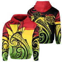 Hawaii Hoodie Kanaka Reggae Allover Zip Hoodie Red - Polynesian Pride