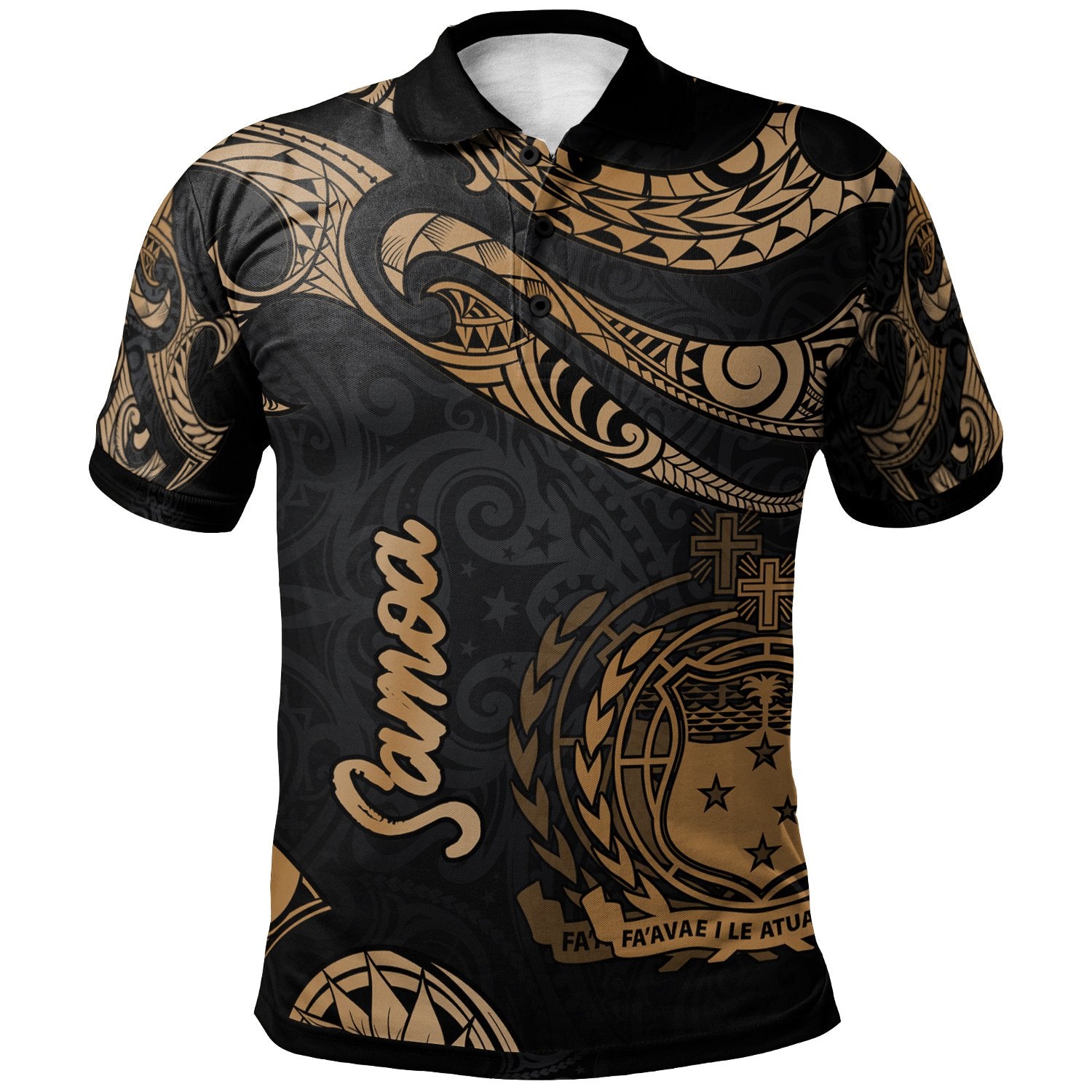 Samoa Polo Shirt Polynesian Tattoo Gold Version Unisex Gold - Polynesian Pride