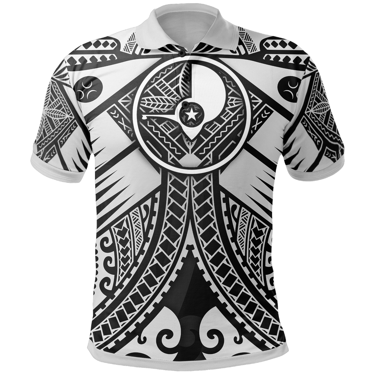 YAP Polo Shirt White Seal with Polynesian Tattoo Unisex White - Polynesian Pride