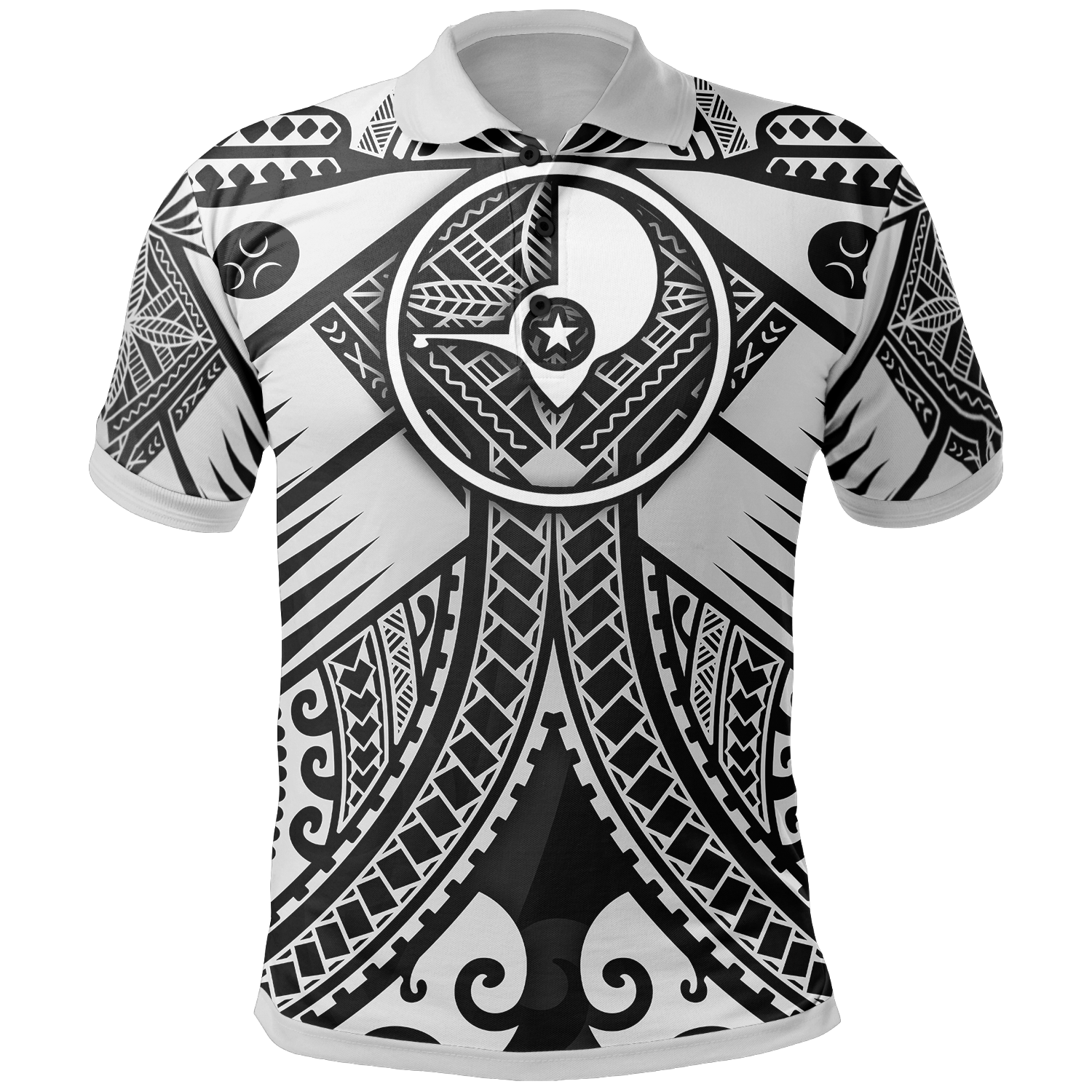 YAP Polo Shirt White Seal with Polynesian Tattoo Unisex White - Polynesian Pride