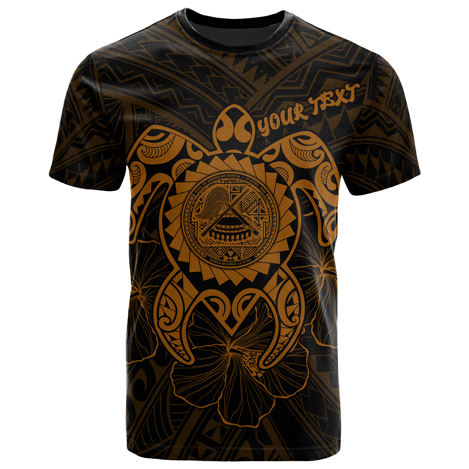 American Samoa Polynesian Custom T Shirt Vintage Polynesian Turtle (Golden) Unisex Golden - Polynesian Pride