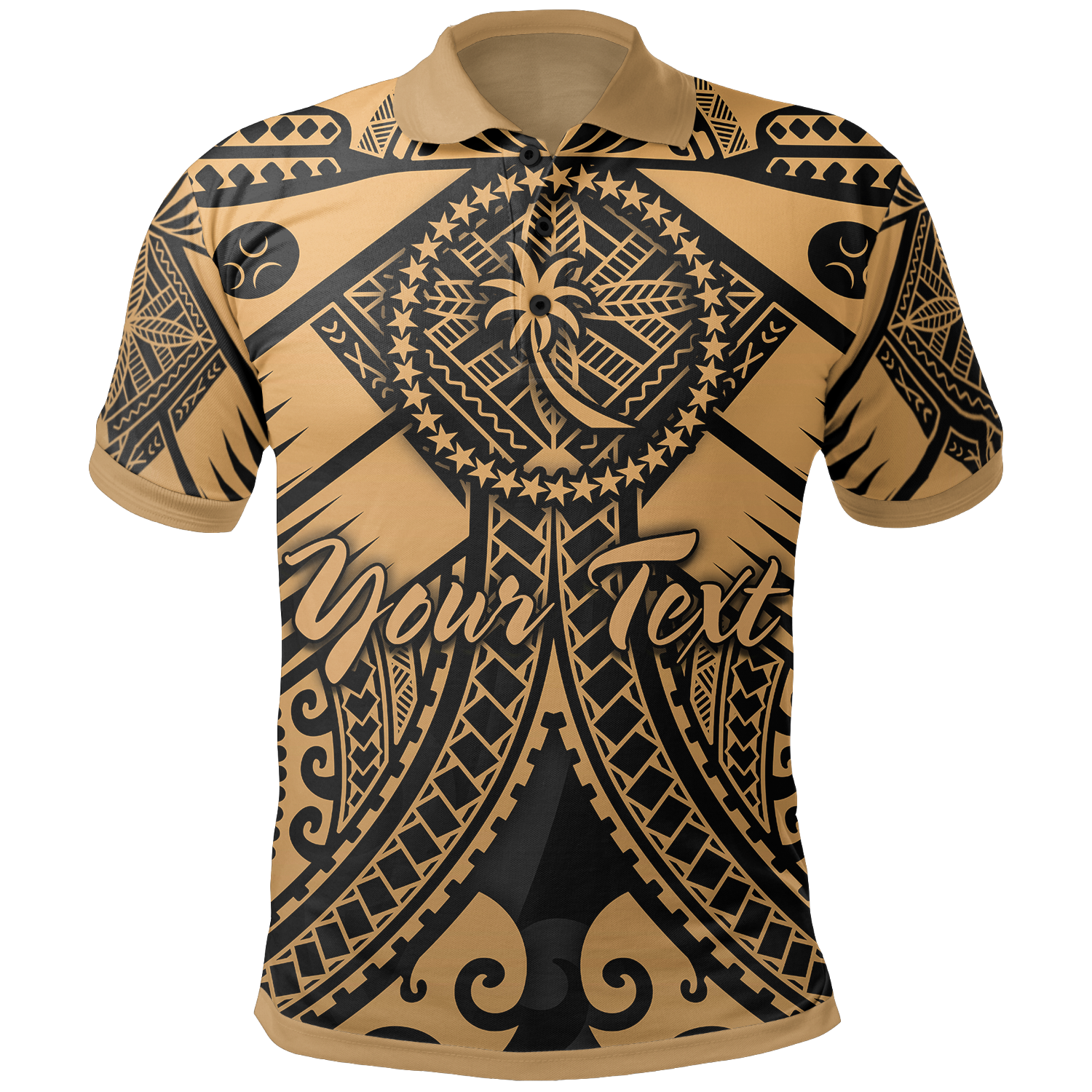 Chuuk Custom Polo Shirt Gold Seal with Polynesian Tattoo Unisex Gold - Polynesian Pride