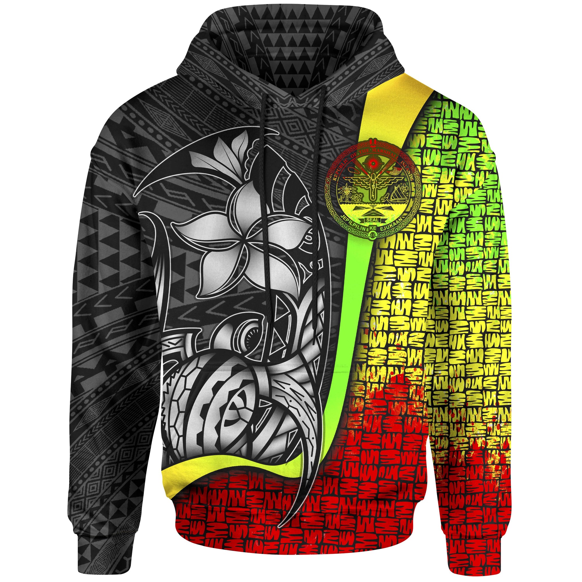 Marshall Islands Polynesian Hoodie Reggae Coat ofrm Turtle with Hook Unisex REGGAE - Polynesian Pride