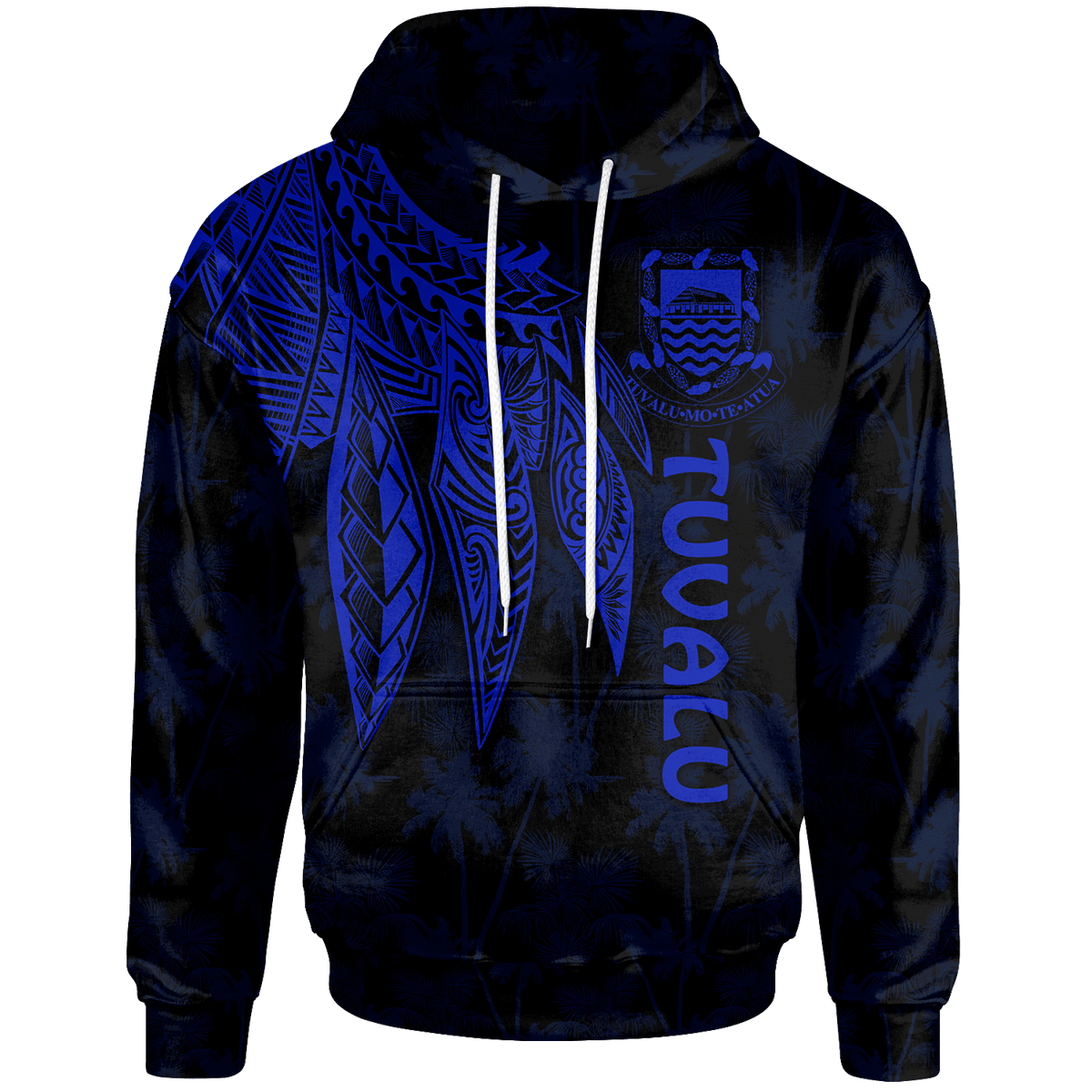 Tuvalu Hoodie Polynesian Wings (Blue) Unisex Blue - Polynesian Pride
