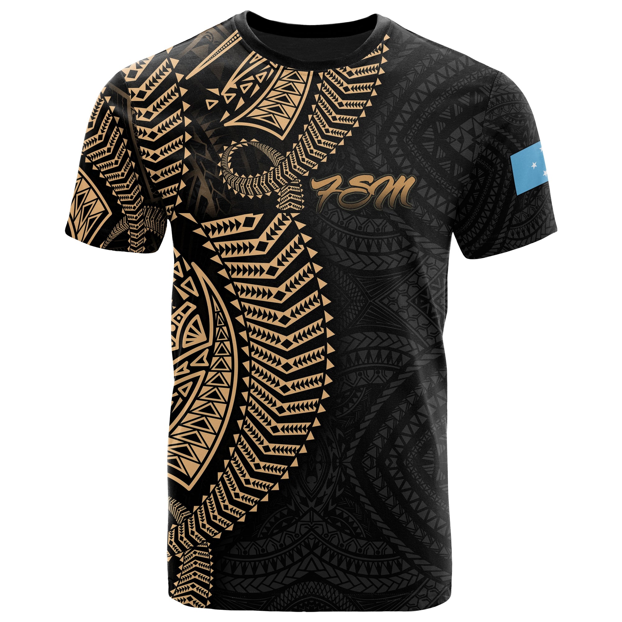 Federated States of Micronesia T Shirt Micronesia Pattern Unisex Black - Polynesian Pride