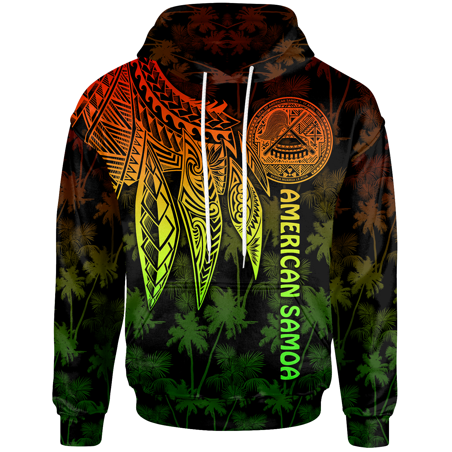 American Samoa Hoodie Polynesian Wings (Reggae) Unisex Reggae - Polynesian Pride