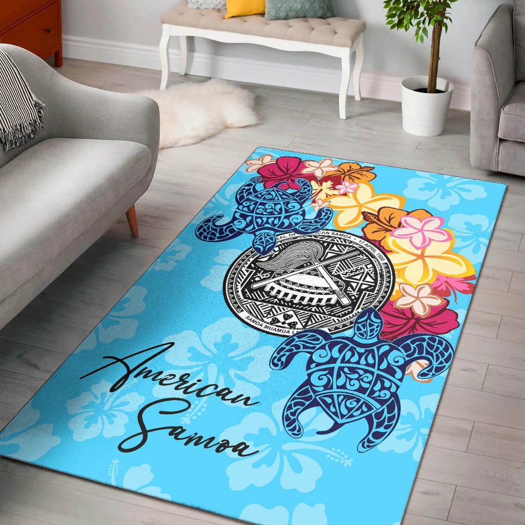 American Samoa Area Rug - Tropical Style Blue - Polynesian Pride