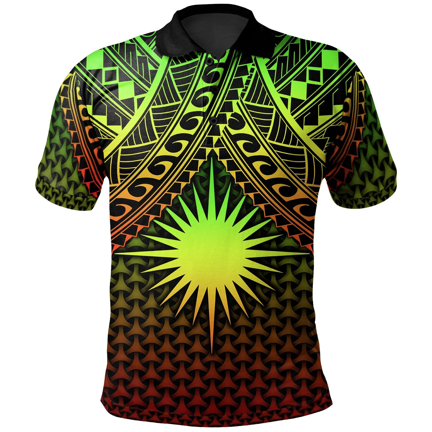 Polynesian Marshall Islands Polo Shirt Reggae Vintage Polynesian Patterns Unisex Reggae - Polynesian Pride