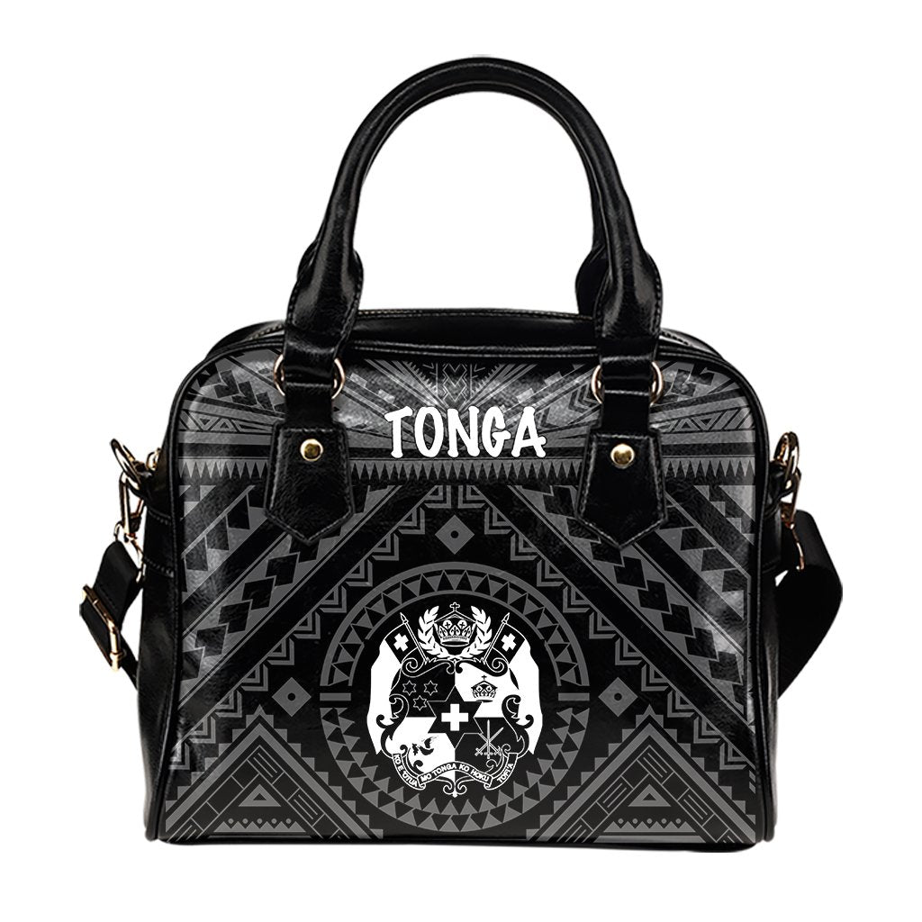 Tonga Shoulder Handbag - Tonga Seal With Polynesian Tattoo Style (Black) One Size Black - Polynesian Pride