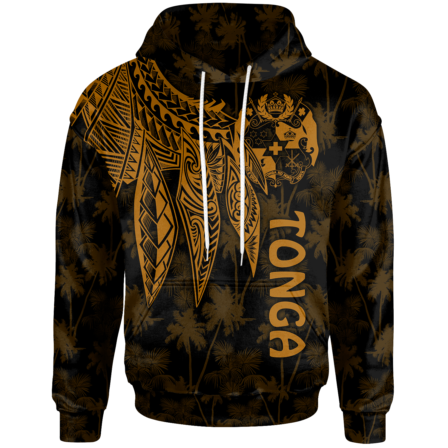 Tonga Hoodie Polynesian Wings (Golden) Unisex Golden - Polynesian Pride