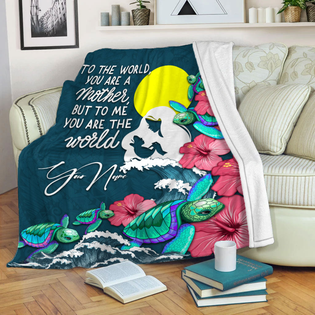 (Custom Personalised) Palau Mothers Day With Green Turtle Blanket - LT12 White - Polynesian Pride