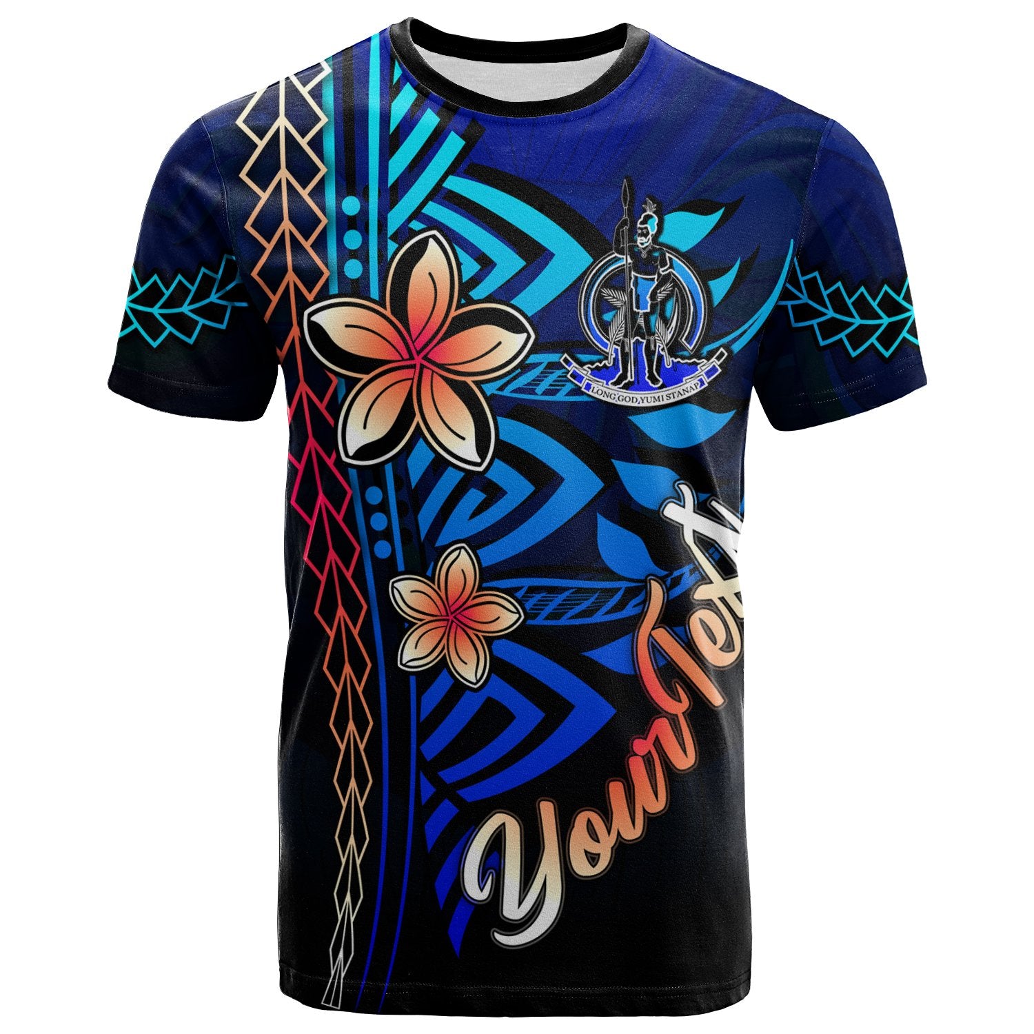 Vanuatu Custom T Shirt Blue Vintage Tribal Mountain Unisex Blue - Polynesian Pride