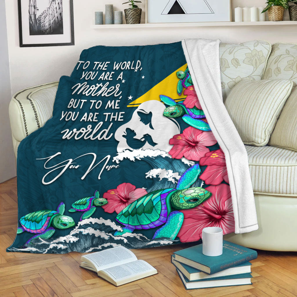 (Custom Personalised) Tokelau Mothers Day With Green Turtle Blanket - LT12 White - Polynesian Pride