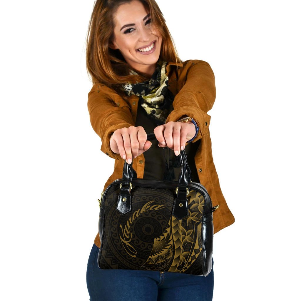 Kanaka Shoulder Handbag - Polynesian Pattern Style Gold Color One Size Gold - Polynesian Pride