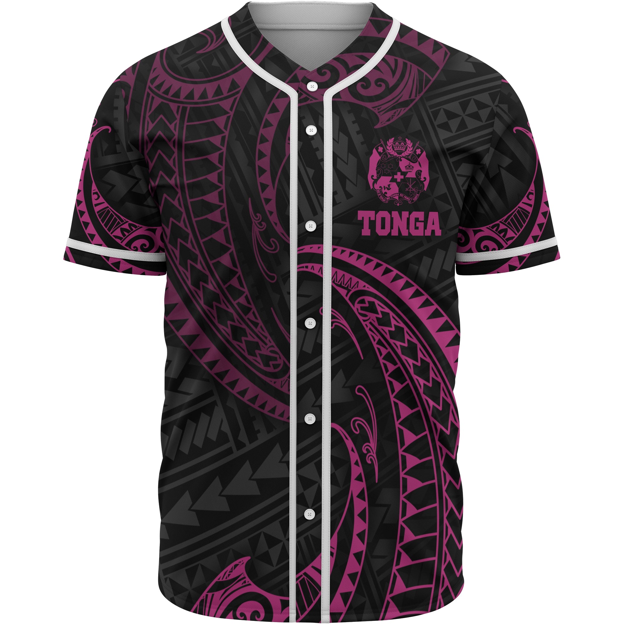 Tonga Polynesian Baseball Shirt - Pink Tribal Wave Unisex Pink - Polynesian Pride