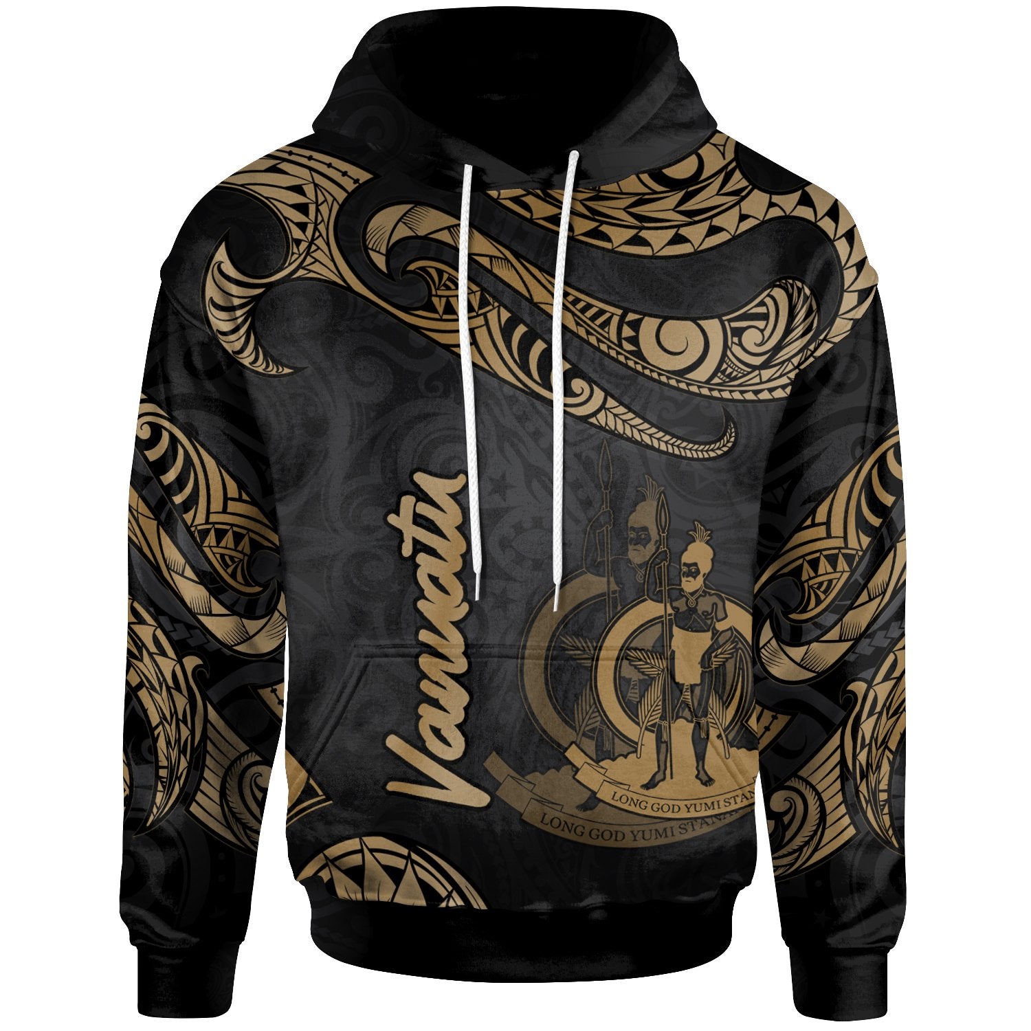 Vanuatu Hoodie Polynesian Tattoo Gold Version Unisex Gold - Polynesian Pride