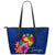 Tonga Polynesian Leather Tote Bag - Floral With Seal Blue Blue - Polynesian Pride