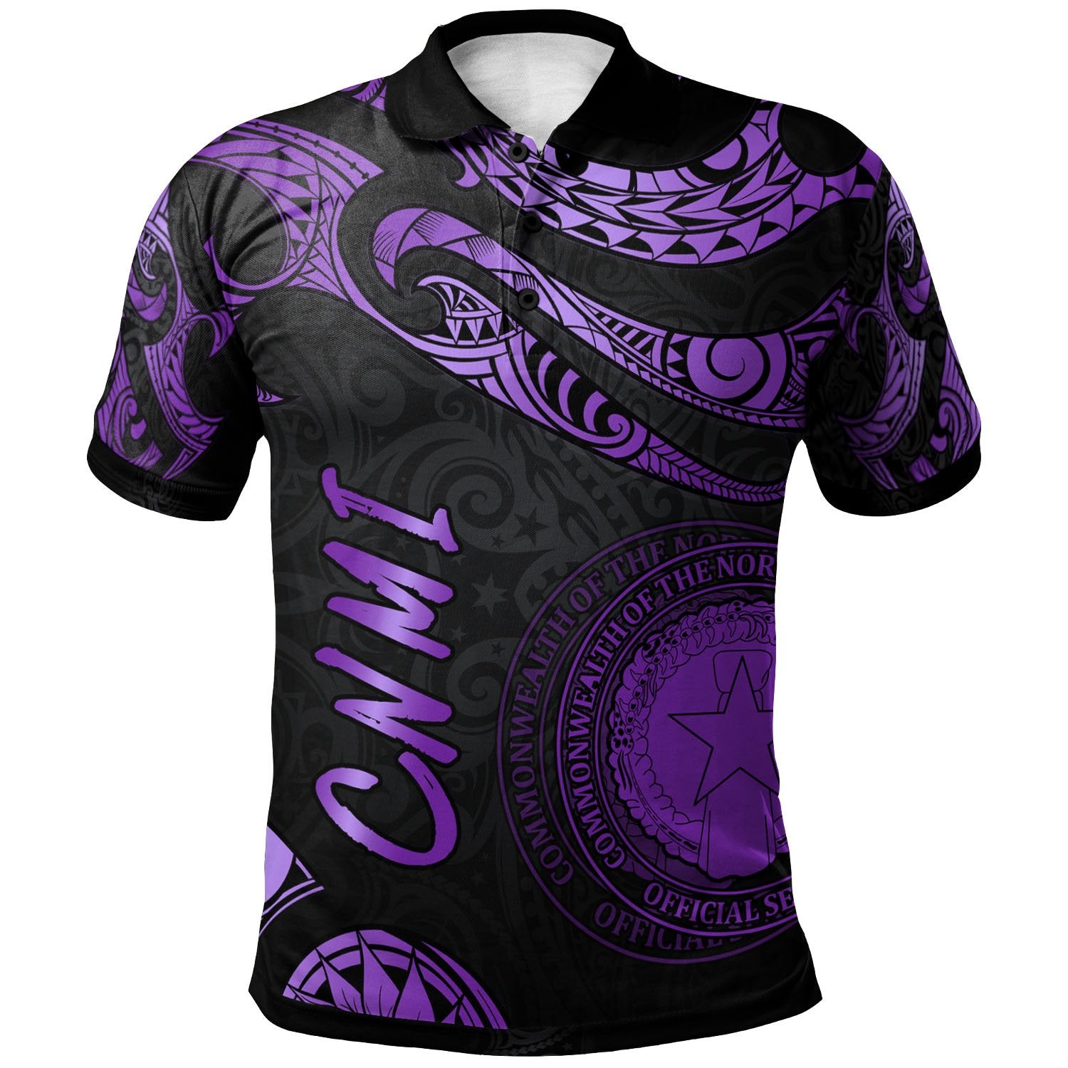 Northern Mariana Islands Polo Shirt Polynesian Tattoo Purple Version Unisex Purple - Polynesian Pride