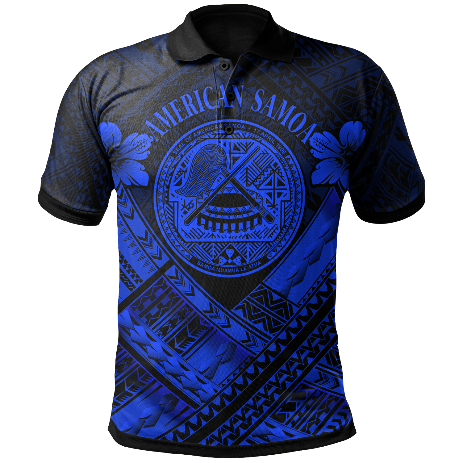 American Samoa Polo Shirt AS Blue Seal Polynesian Patterns Unisex Blue - Polynesian Pride