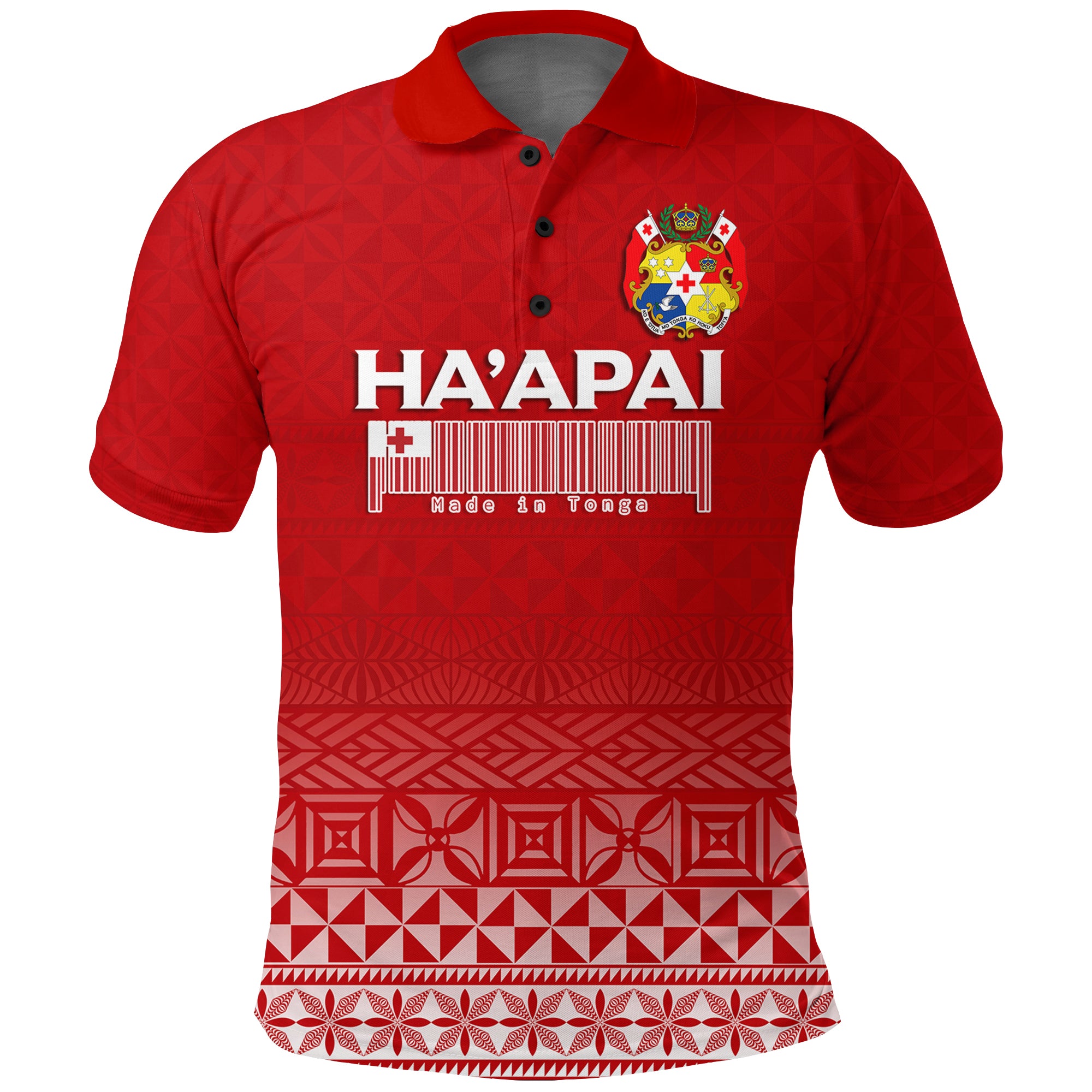 Custom Tonga Haapai Polo Shirt Tongan Pattern LT12 Unisex Red - Polynesian Pride