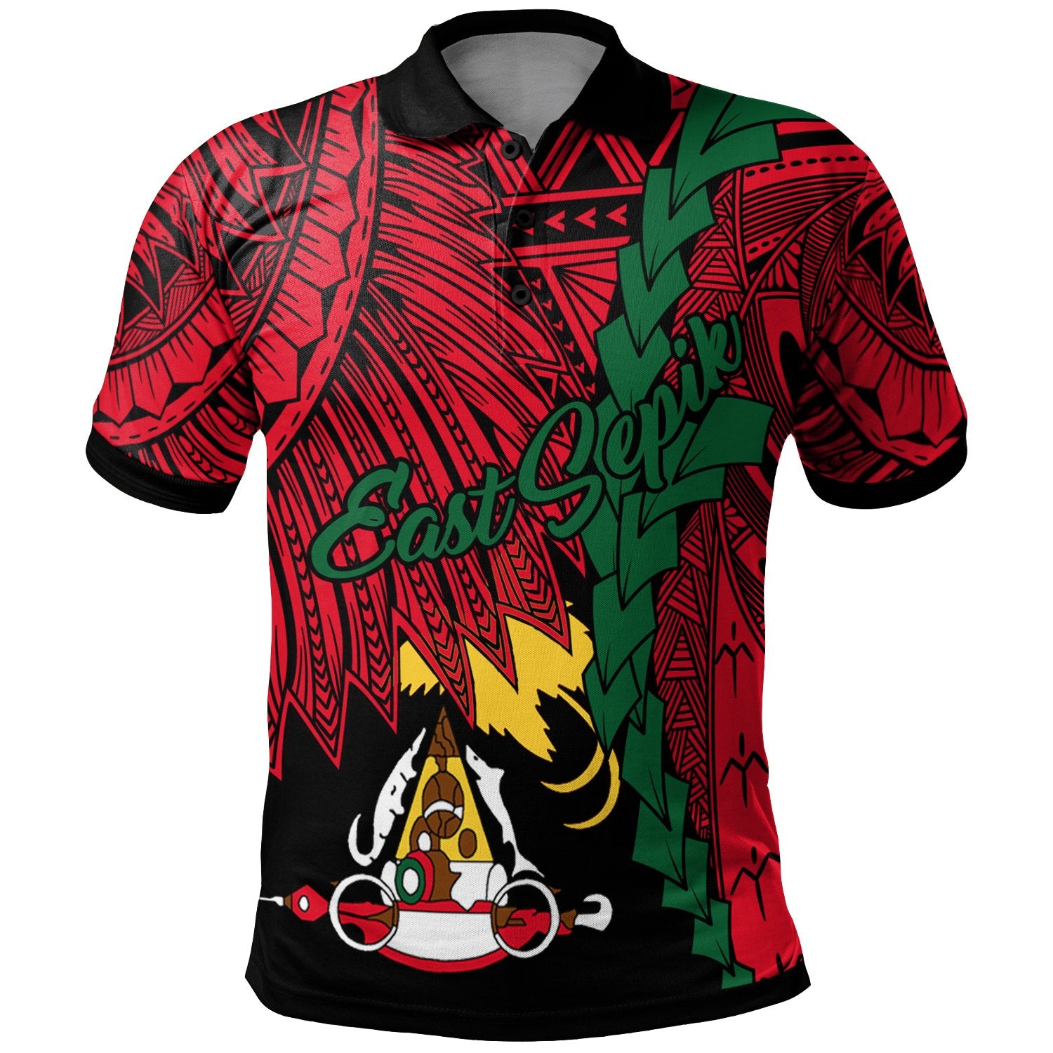 Papua New Guinea East Sepik Province Polynesian Polo Shirt Tribal Wave Tattoo Unisex Red - Polynesian Pride