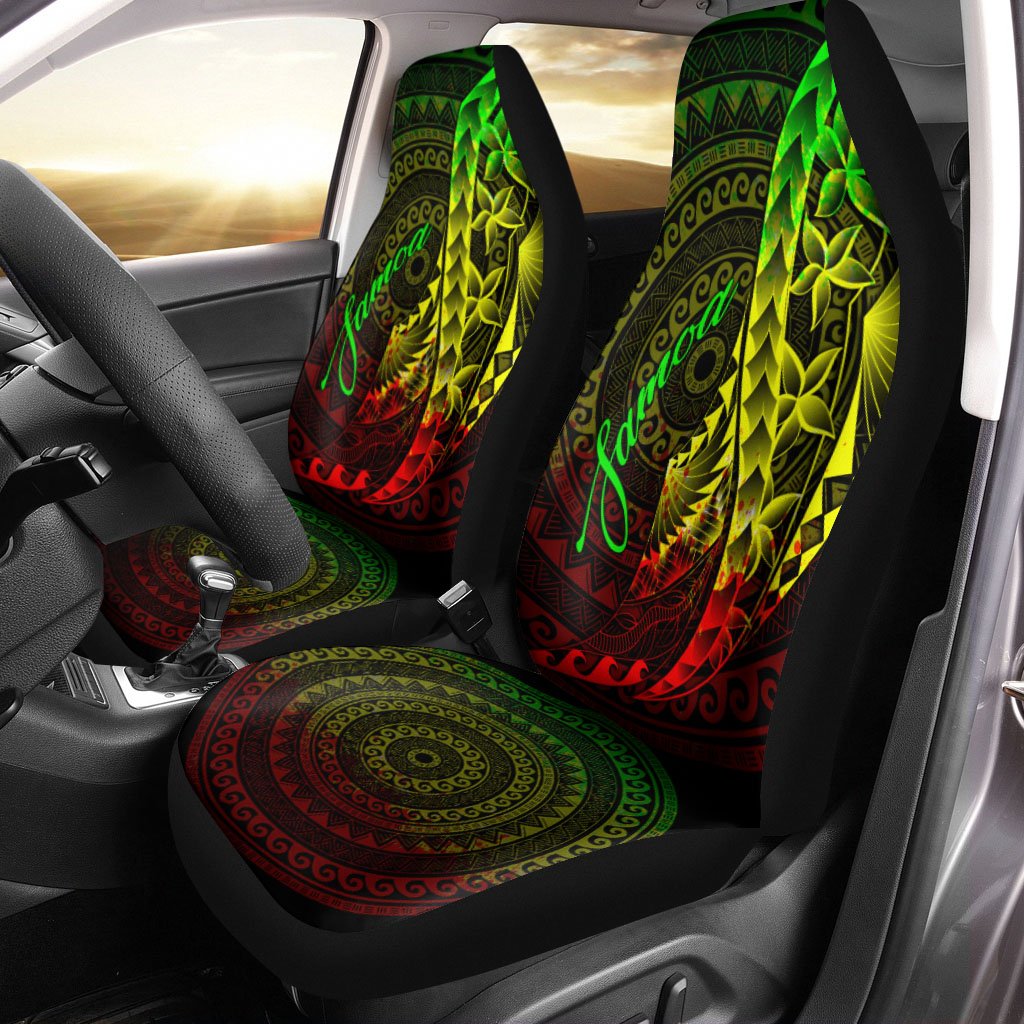 Samoa Car Seat Covers - Polynesian Pattern Style Reggae Color Universal Fit Reggae - Polynesian Pride