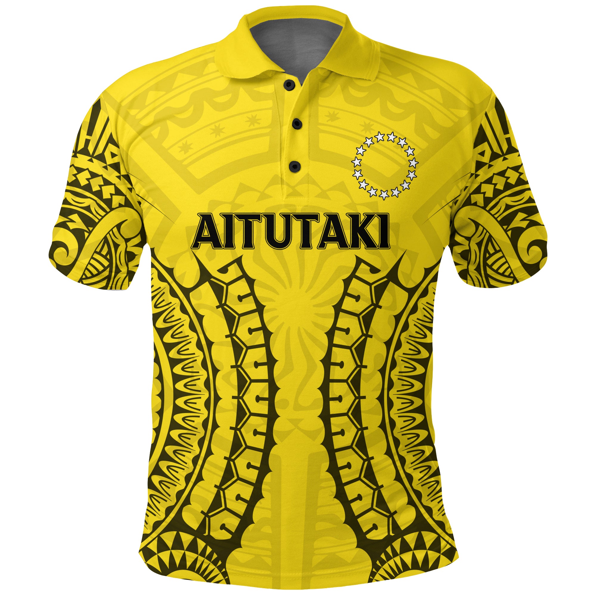 Custom Cook Islands Aitutaki Polo Shirt Tribal Pattern LT12 Unisex Yellow - Polynesian Pride