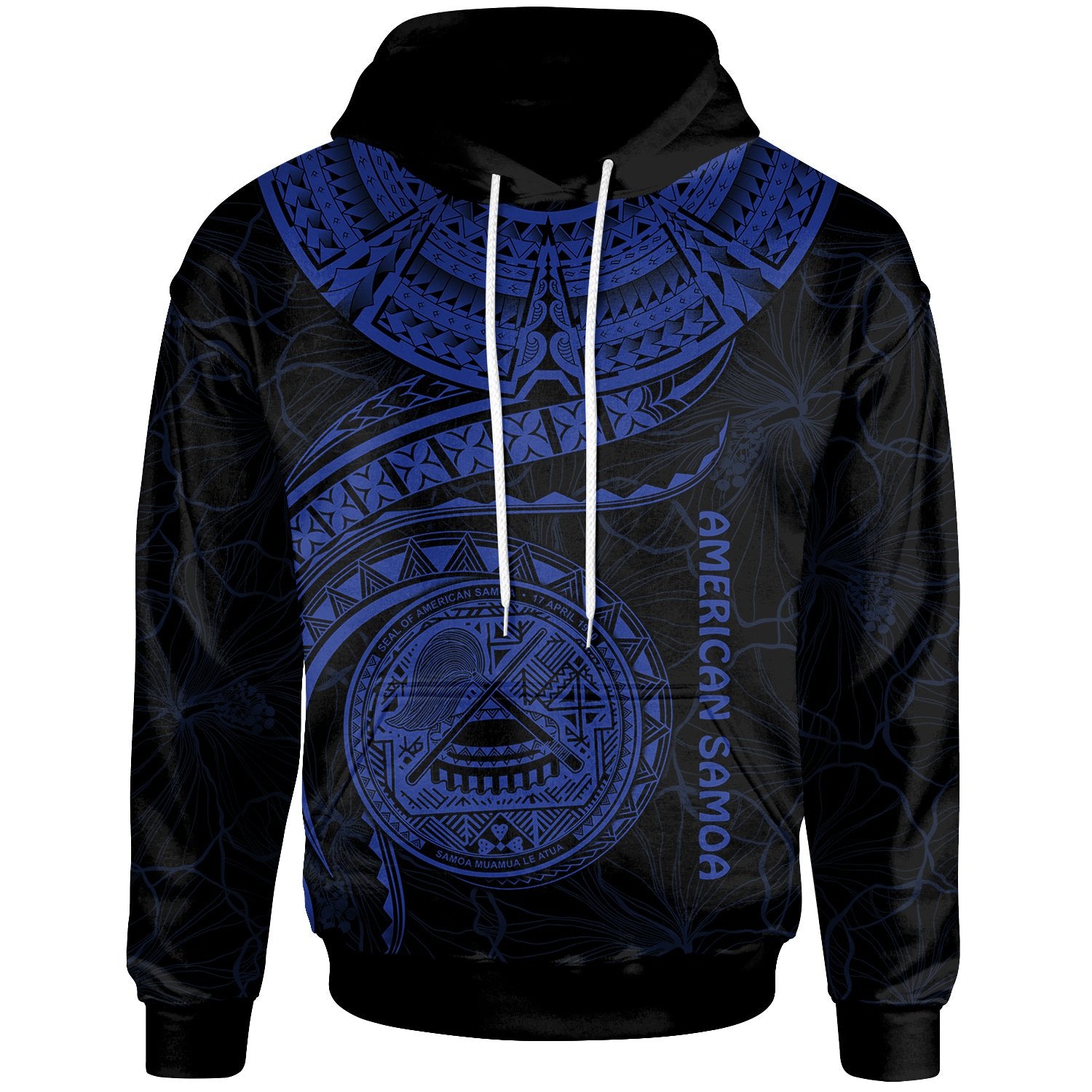 American Samoa Polynesian Hoodie American Samoan Waves (Blue) Unisex Blue - Polynesian Pride