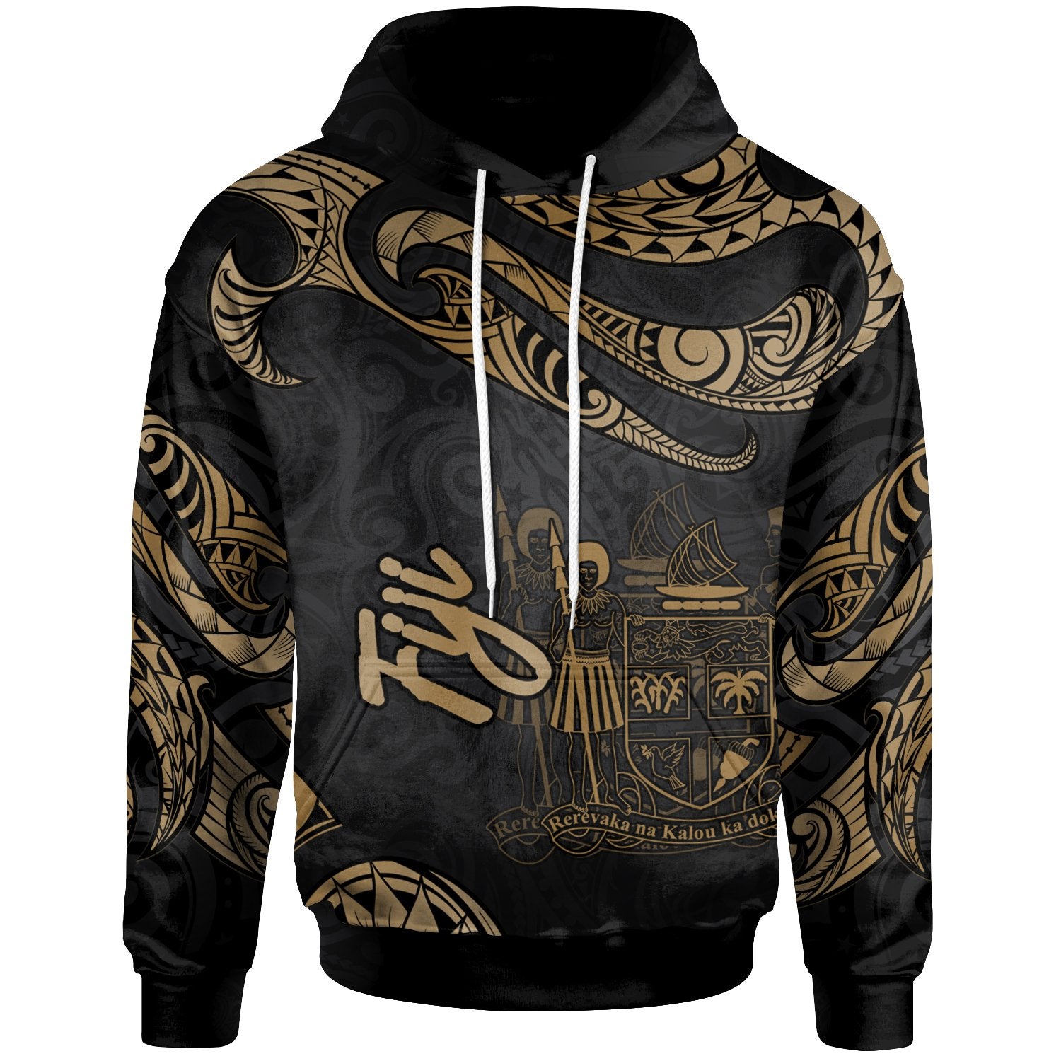 Fiji Hoodie Polynesian Tattoo Gold Version Unisex Gold - Polynesian Pride