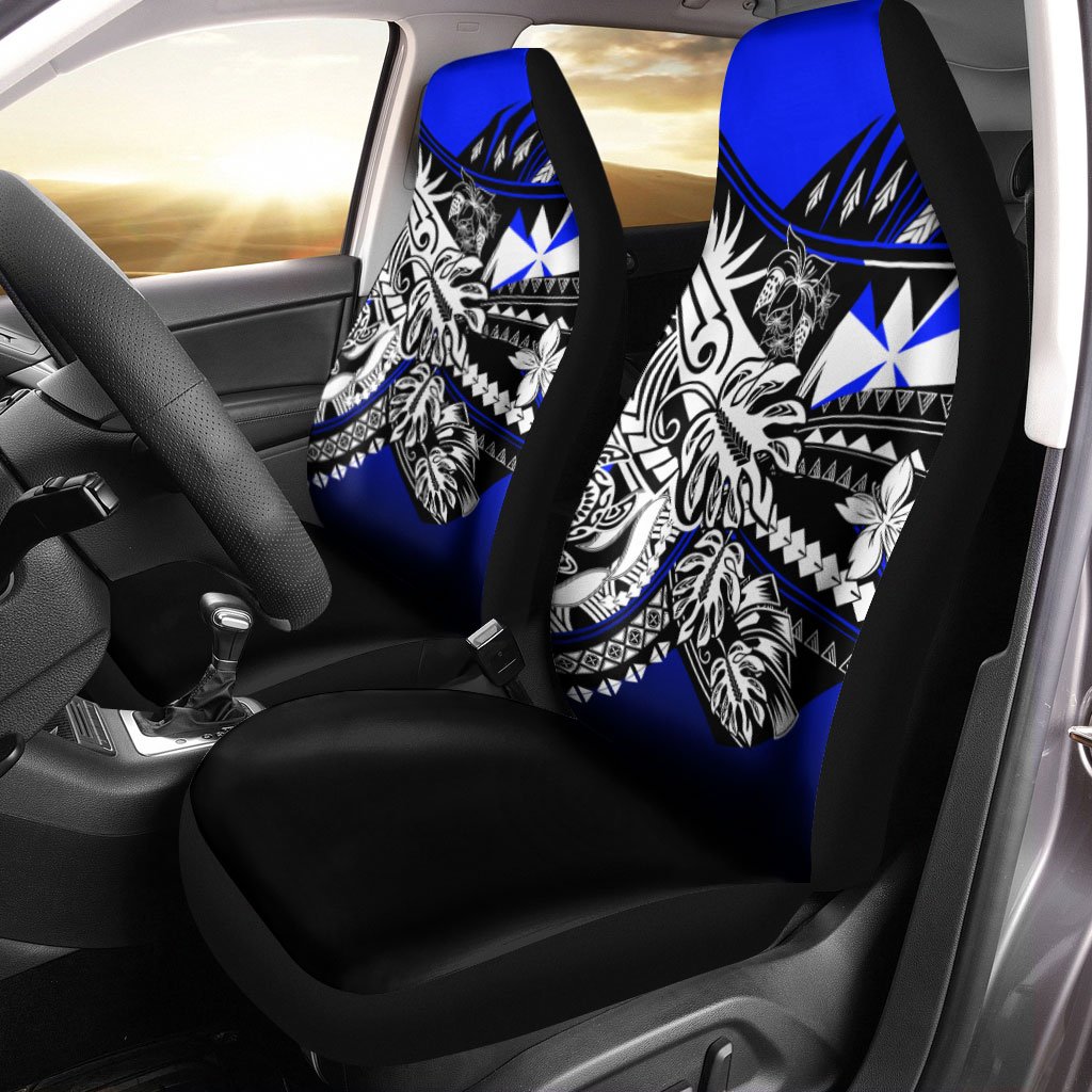 Wallis and Futuna Car Seat Cover - The Flow OF Ocean Blue Color Universal Fit Blue - Polynesian Pride