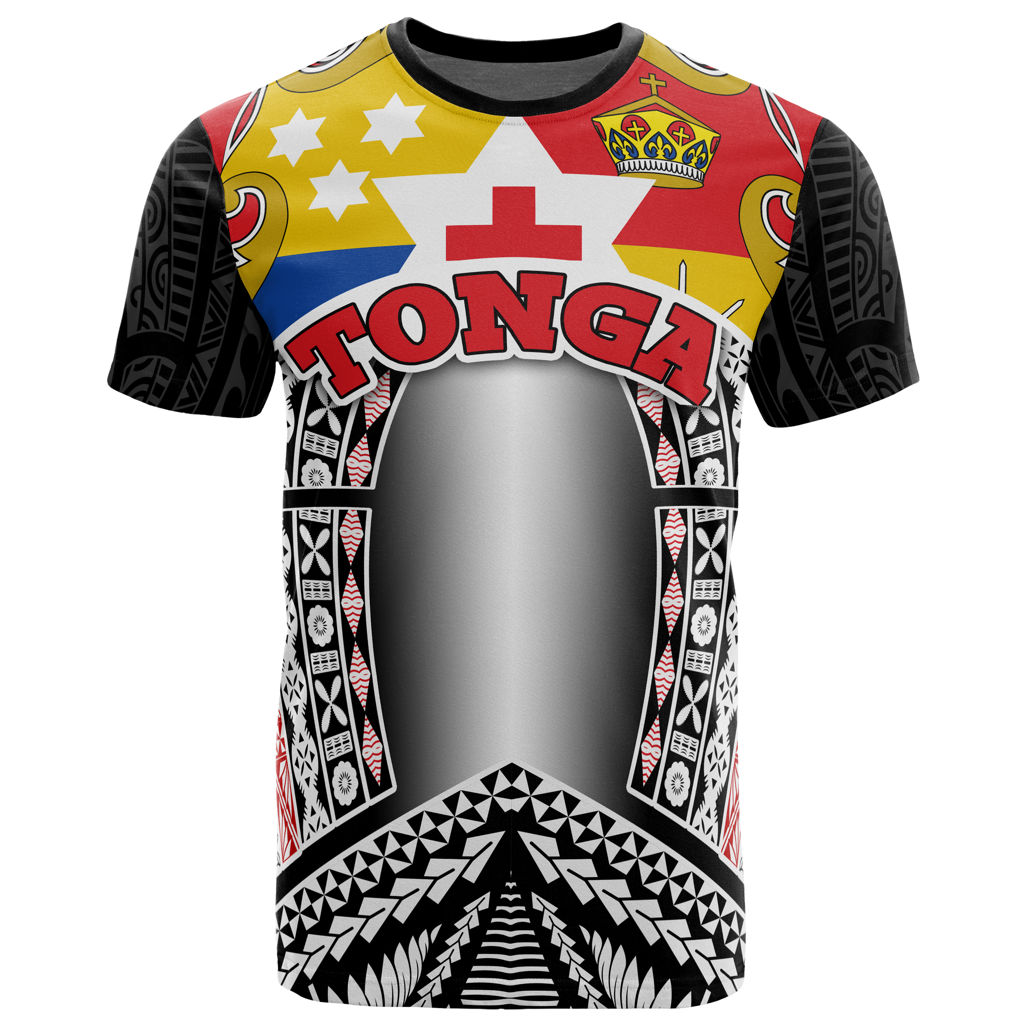 Tonga T Shirt Tonga Coat of Arms Space Style Unisex Black - Polynesian Pride