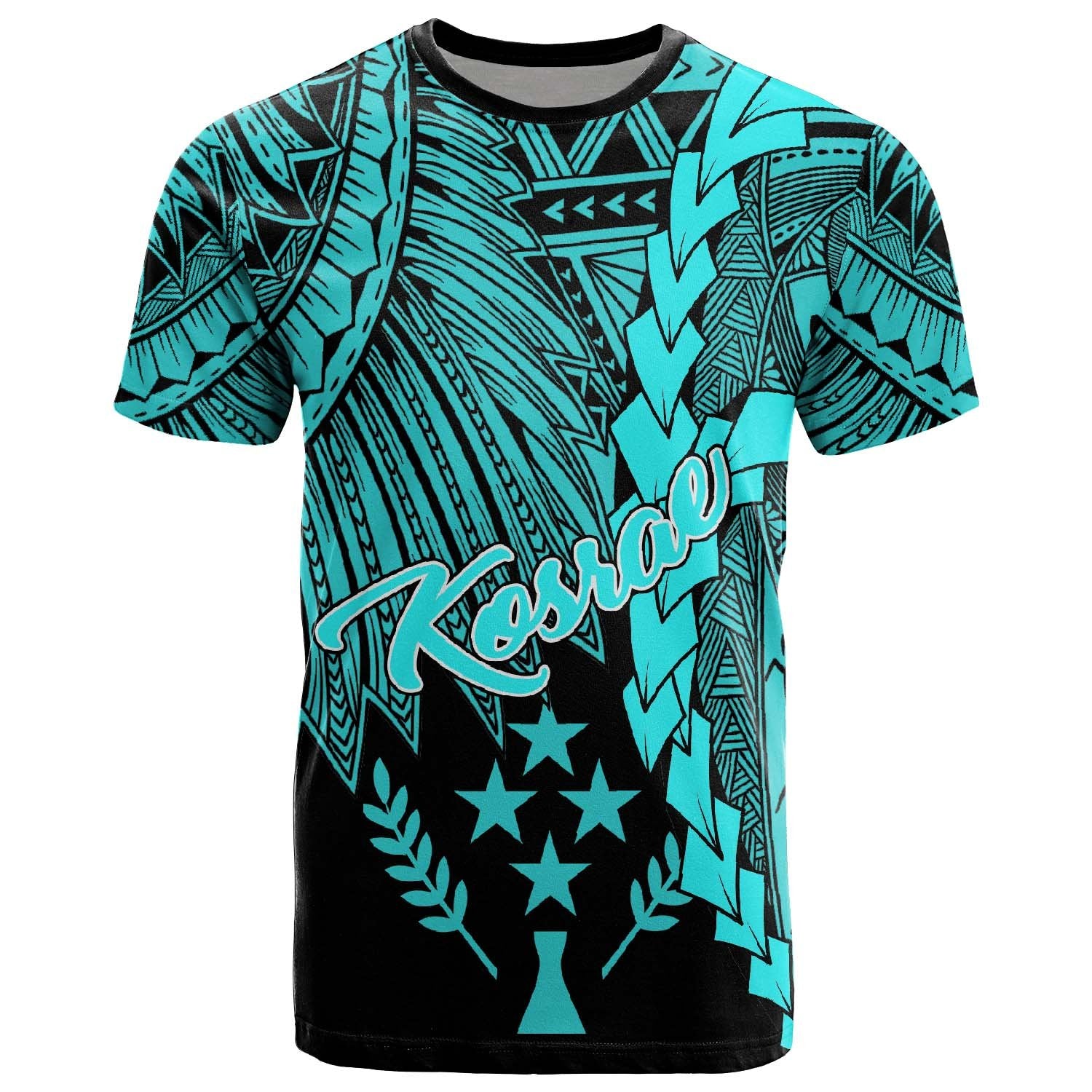 Kosrae Micronesia T Shirt Tribal Wave Tattoo Neon Blue Unisex Neon Blue - Polynesian Pride