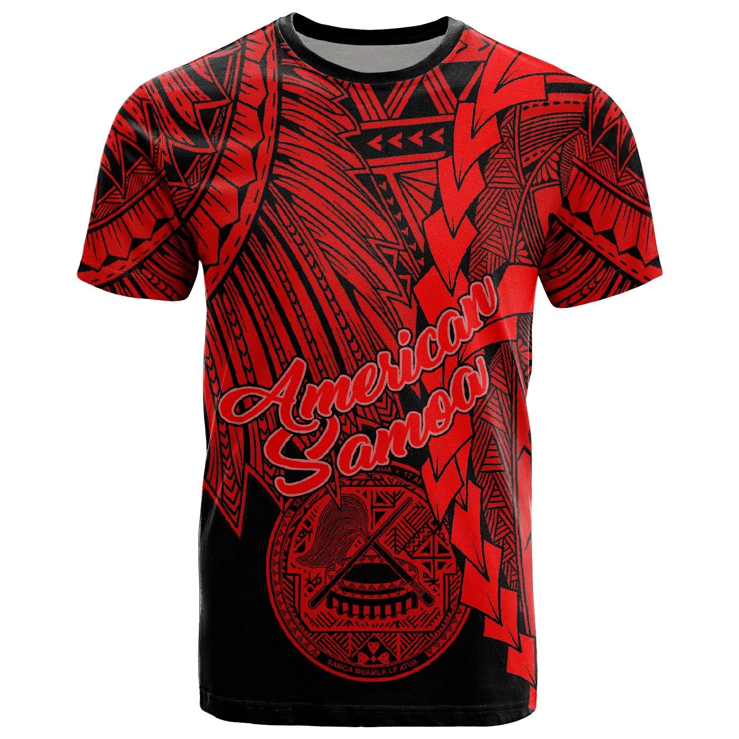 American Samoa Polynesian T Shirt Tribal Wave Tattoo Red Unisex Red - Polynesian Pride