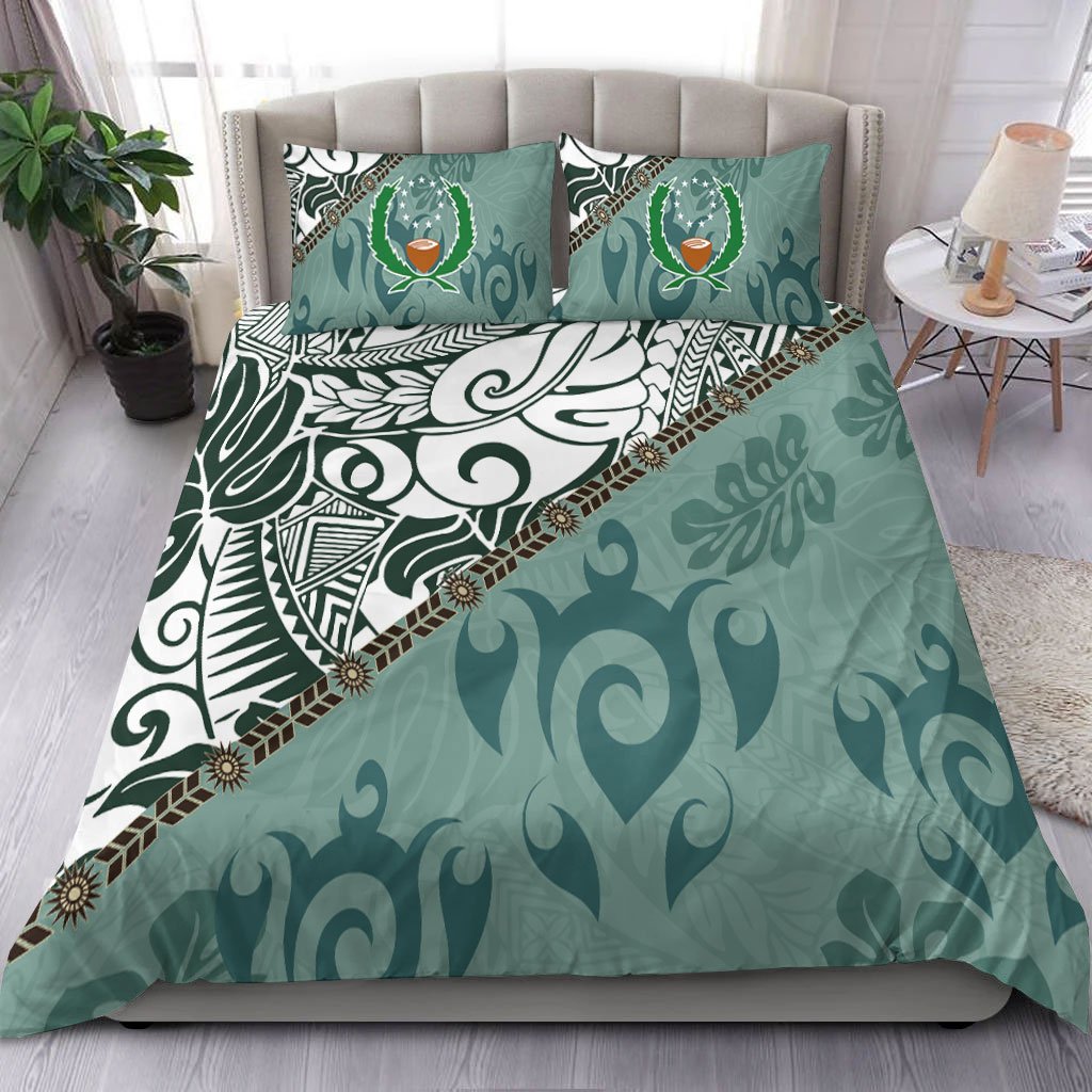 Pohnpei Bedding Set - Leaves And Turtles Green - Polynesian Pride