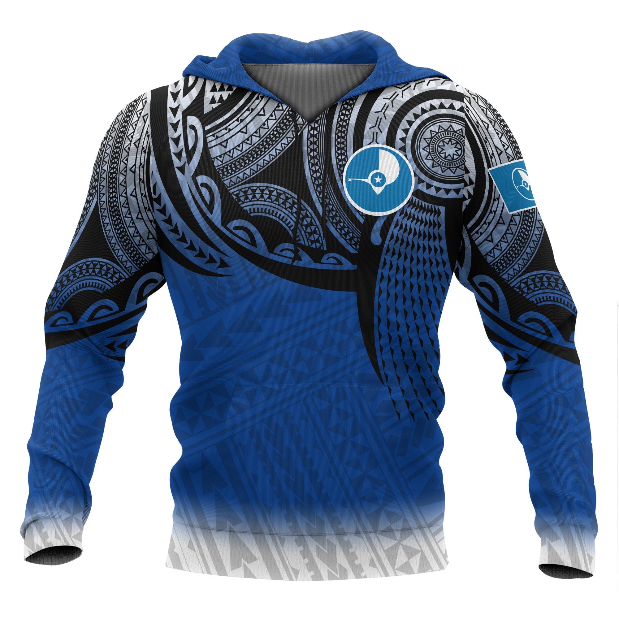 Yap Micronesia Hoodie Tattoo Pattern Unisex Blue - Polynesian Pride