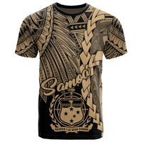 Samoa Polynesian T Shirt Tribal Wave Tattoo Gold Unisex Gold - Polynesian Pride