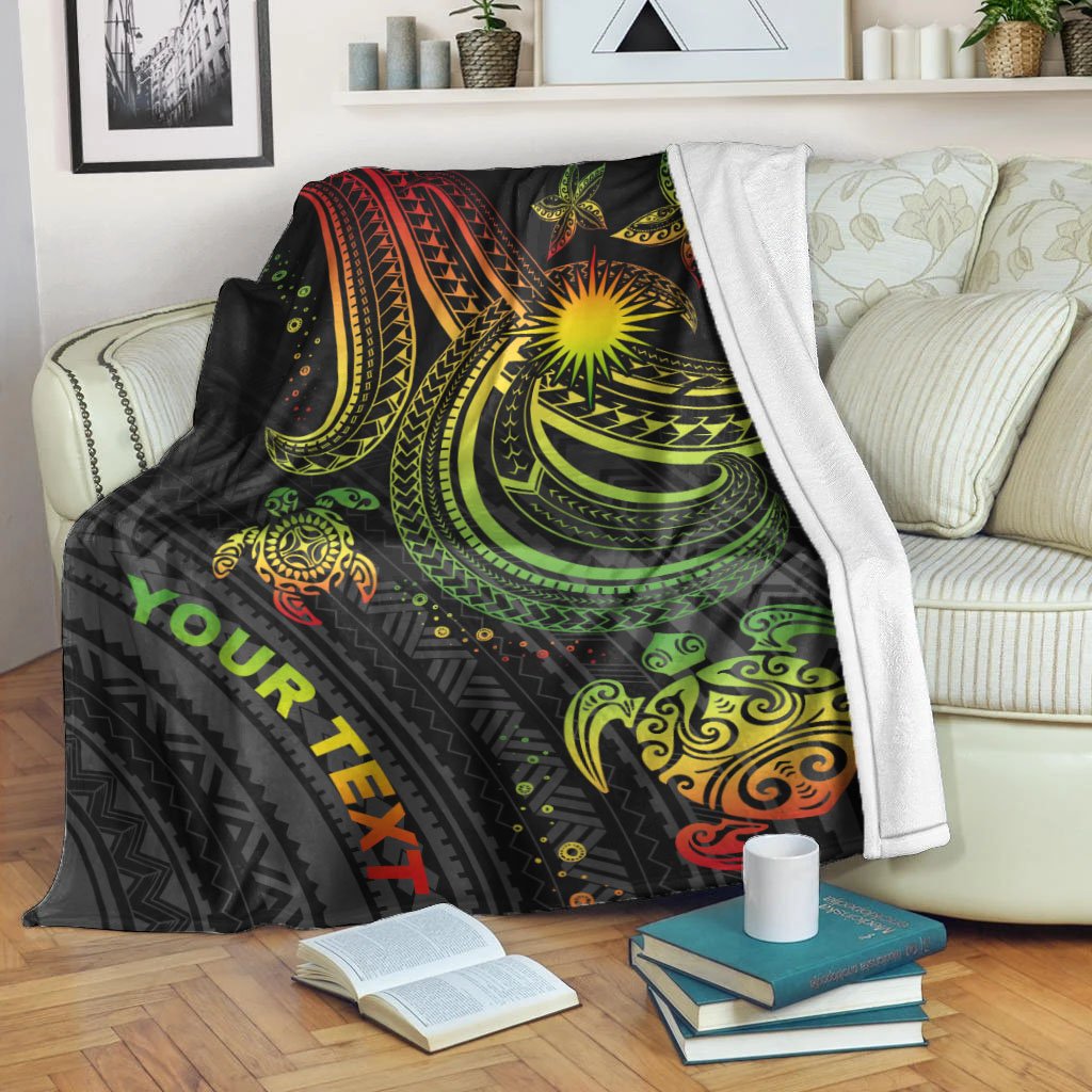 Marshall Islands Custom Personalised Premium Blanket - Reggae Turtle White - Polynesian Pride