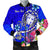 Fiji Custom Personalised Men's Bomber Jacket - Turtle Plumeria (Blue) - Polynesian Pride