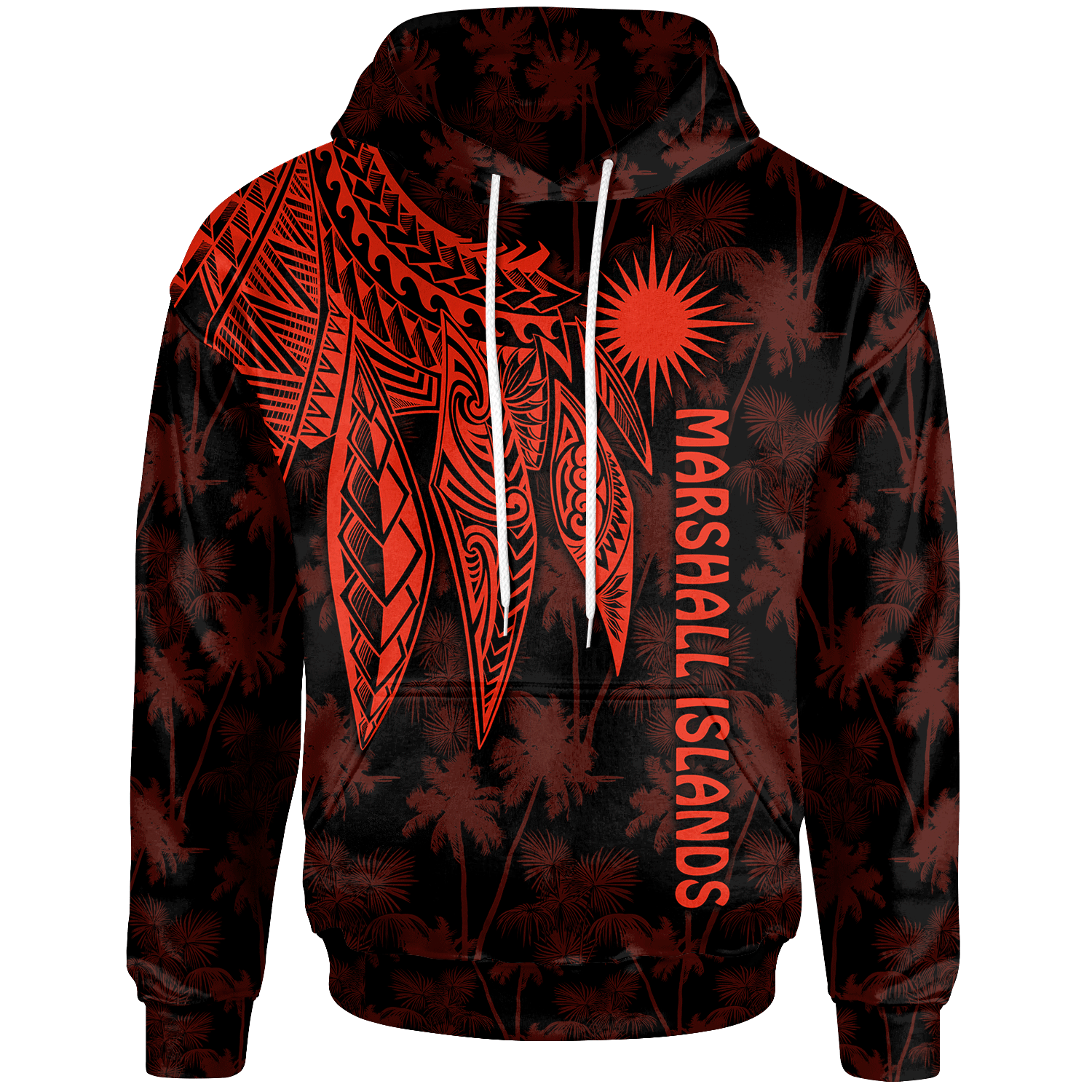 Marshall Islands Hoodie Polynesian Wings (Red) Unisex Red - Polynesian Pride