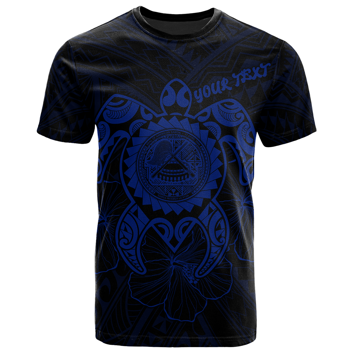 American Samoa Polynesian Custom T Shirt Vintage Polynesian Turtle (Blue) Unisex Blue - Polynesian Pride