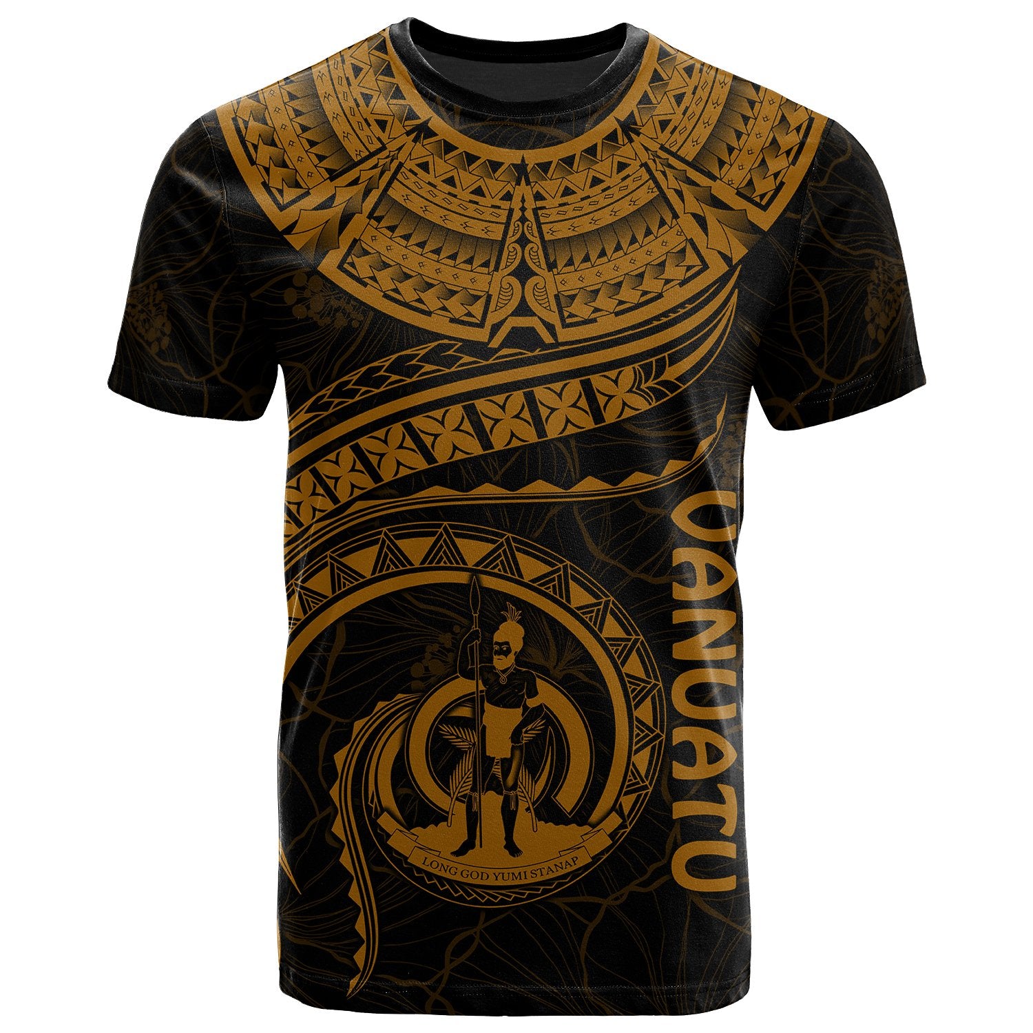 Vanuatu Polynesian T Shirt Vanuatuan Waves (Golden) Unisex Golden - Polynesian Pride