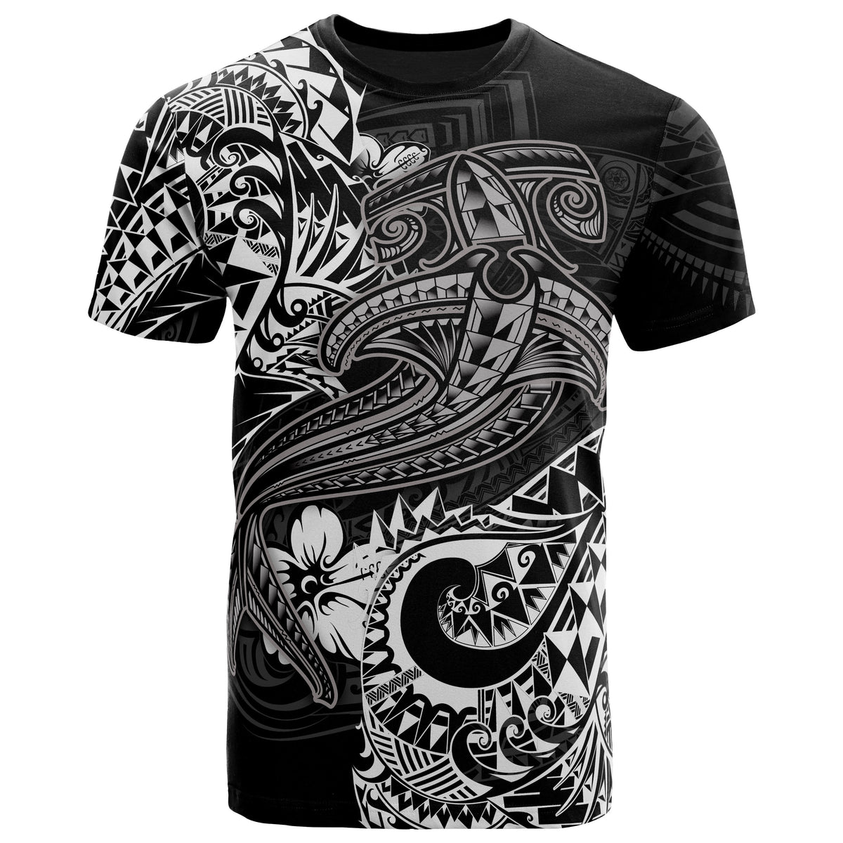 Polynesian T Shirt White Shark Polynesian Tattoo Unisex White - Polynesian Pride