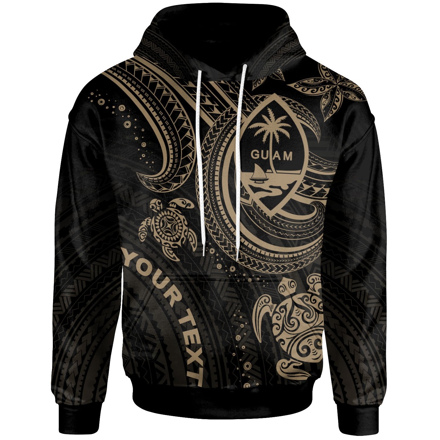 Guam Custom Hoodie Gold Turtle Unisex Gold - Polynesian Pride