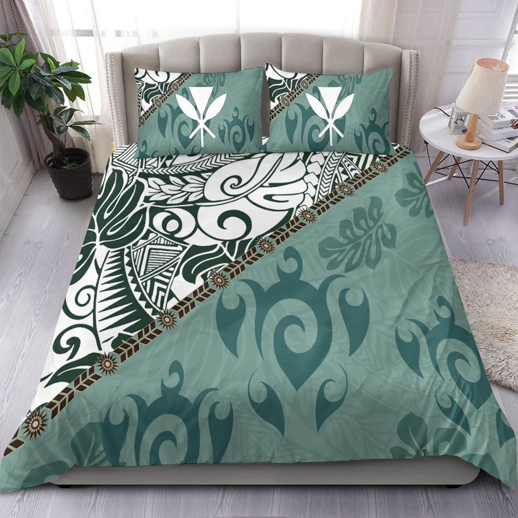 Hawaii Bedding Set - Leaves And Turtles Green - Polynesian Pride