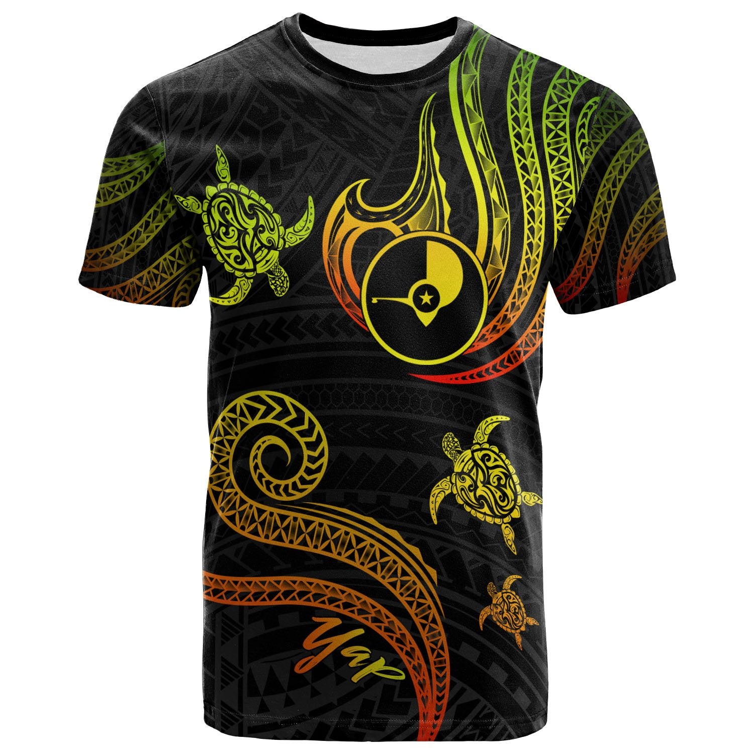 Yap T Shirt Polynesian Turtle With Pattern Reggae Unisex Art - Polynesian Pride